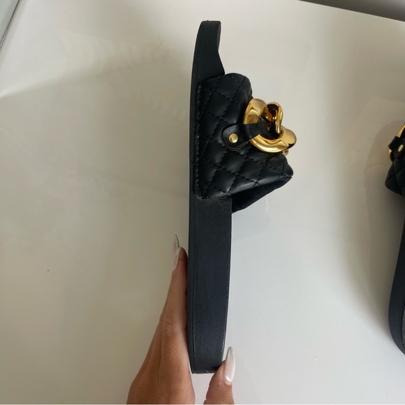 Steve Madden Black & Gold Chain Sandals - Picture 6 of 9